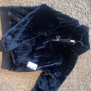 Nine West Faux Fur Quarter Zip
